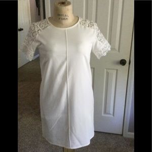 Women’s knee length dress with lacy sleeves